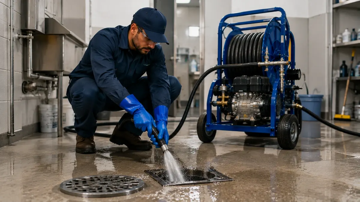 Floor Drain Hydro Jet Cleaning in Caliente